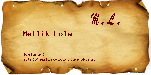 Mellik Lola névjegykártya